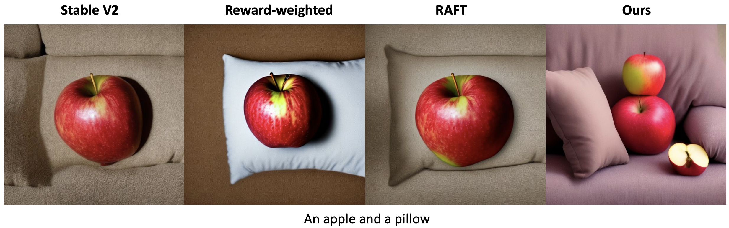 An apple and a pillow.