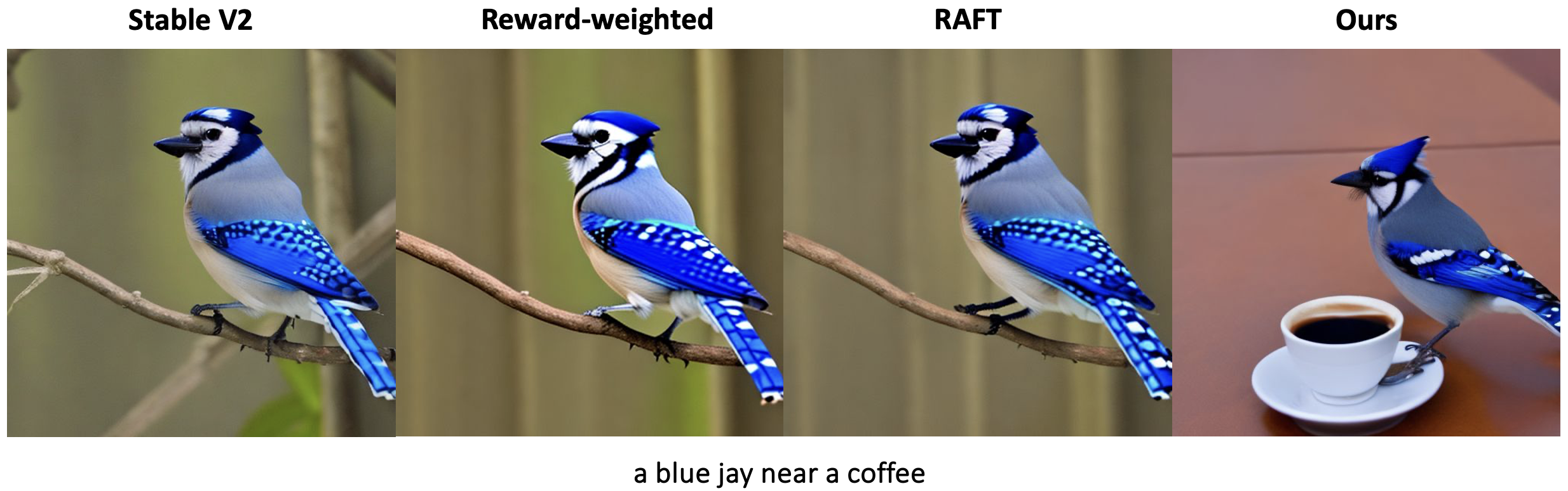 a blue jay near a coffee