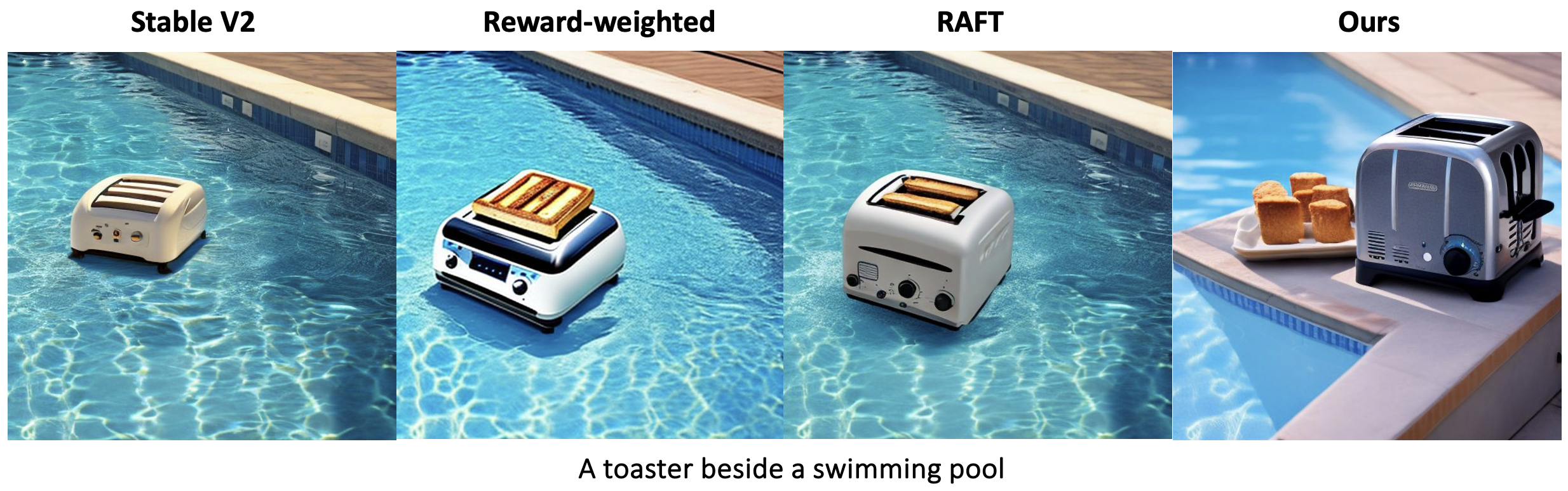 A toaster beside a swimming pool